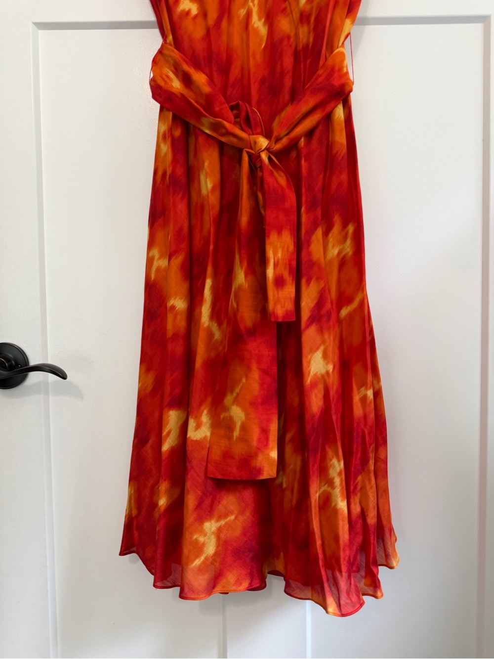 Talbots Orange and Red Sleeveless V‑Neck Midi Dress - Picture 3 of 8